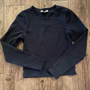 Abercrombie and Fitch Black Ripped Long Sleeve Crewneck Tee